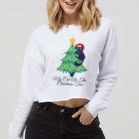 My Cat Ate The Christmas Tree Hilarious Holiday Apparel Cropped Pullover Crew