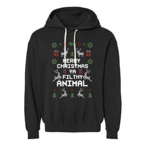 Merry Christmas Animal Filthy Ya Garment-Dyed Fleece Hoodie