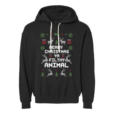 Merry Christmas Animal Filthy Ya Garment-Dyed Fleece Hoodie