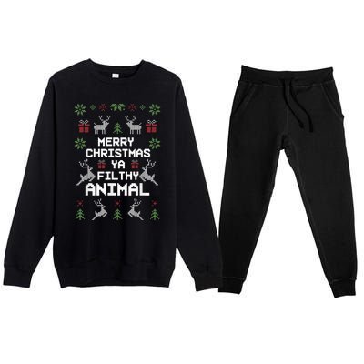 Merry Christmas Animal Filthy Ya Premium Crewneck Sweatsuit Set