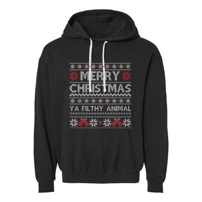 Merry Christmas Animal Filthy Ya Xmas Ugly Christmas Garment-Dyed Fleece Hoodie