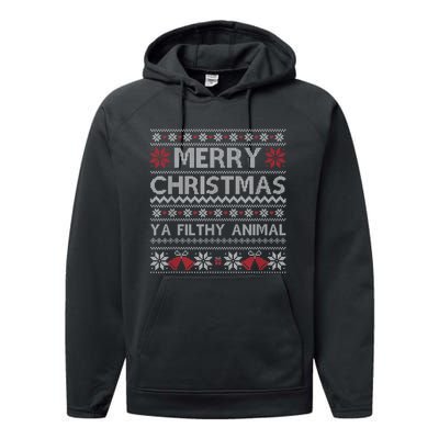 Merry Christmas Animal Filthy Ya Xmas Ugly Christmas Performance Fleece Hoodie