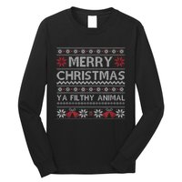 Merry Christmas Animal Filthy Ya Xmas Ugly Christmas Long Sleeve Shirt