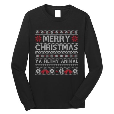 Merry Christmas Animal Filthy Ya Xmas Ugly Christmas Long Sleeve Shirt