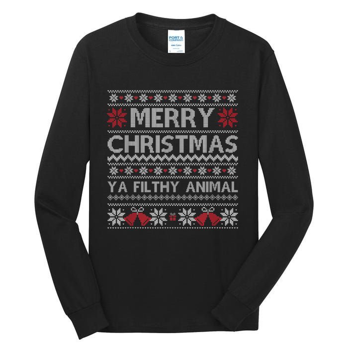 Merry Christmas Animal Filthy Ya Xmas Ugly Christmas Tall Long Sleeve T-Shirt