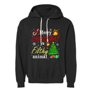 Merry Christmas Animal Filthy Ya Funny Xmas Family Pajama Garment-Dyed Fleece Hoodie