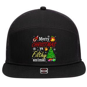 Merry Christmas Animal Filthy Ya Funny Xmas Family Pajama 7 Panel Mesh Trucker Snapback Hat