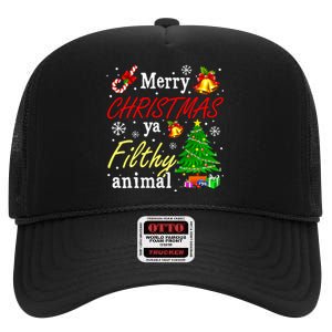 Merry Christmas Animal Filthy Ya Funny Xmas Family Pajama High Crown Mesh Back Trucker Hat