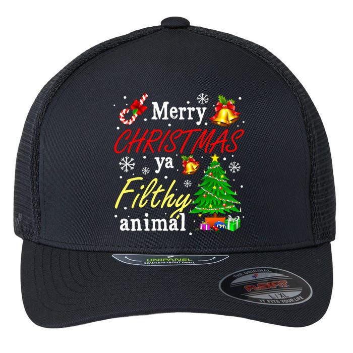 Merry Christmas Animal Filthy Ya Funny Xmas Family Pajama Flexfit Unipanel Trucker Cap