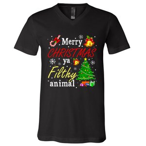 Merry Christmas Animal Filthy Ya Funny Xmas Family Pajama V-Neck T-Shirt