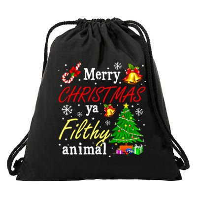 Merry Christmas Animal Filthy Ya Funny Xmas Family Pajama Drawstring Bag