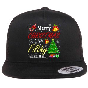 Merry Christmas Animal Filthy Ya Funny Xmas Family Pajama Flat Bill Trucker Hat