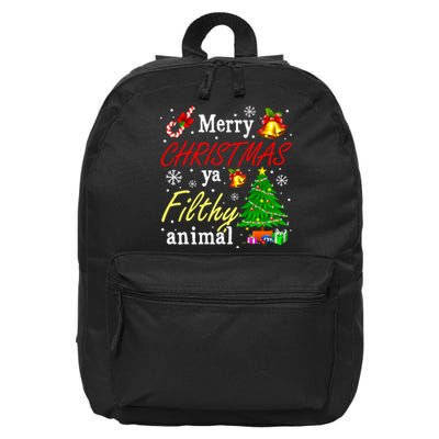 Merry Christmas Animal Filthy Ya Funny Xmas Family Pajama 16 in Basic Backpack