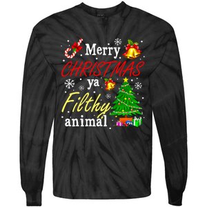 Merry Christmas Animal Filthy Ya Funny Xmas Family Pajama Tie-Dye Long Sleeve Shirt