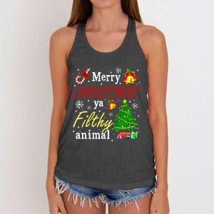 Merry Christmas Animal Filthy Ya Funny Xmas Family Pajama Women's Knotted Racerback Tank