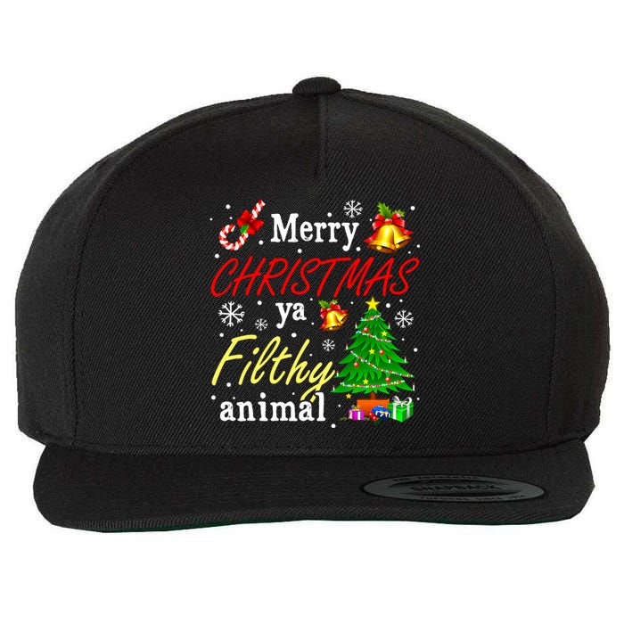 Merry Christmas Animal Filthy Ya Funny Xmas Family Pajama Wool Snapback Cap