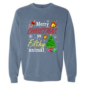 Merry Christmas Animal Filthy Ya Funny Xmas Family Pajama Garment-Dyed Sweatshirt