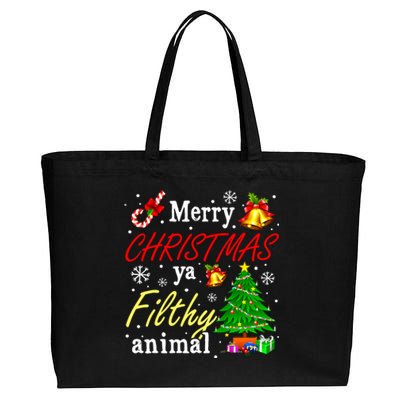 Merry Christmas Animal Filthy Ya Funny Xmas Family Pajama Cotton Canvas Jumbo Tote