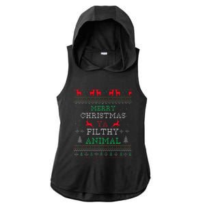 Merry Christmas Animal Filthy Ya Xmas Pajama Family Matching Ladies PosiCharge Tri-Blend Wicking Draft Hoodie Tank