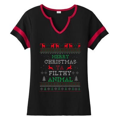 Merry Christmas Animal Filthy Ya Xmas Pajama Family Matching Ladies Halftime Notch Neck Tee