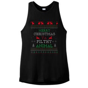 Merry Christmas Animal Filthy Ya Xmas Pajama Family Matching Ladies PosiCharge Tri-Blend Wicking Tank