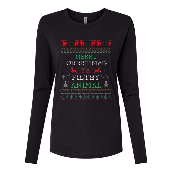 Merry Christmas Animal Filthy Ya Xmas Pajama Family Matching Womens Cotton Relaxed Long Sleeve T-Shirt