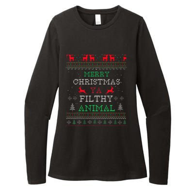 Merry Christmas Animal Filthy Ya Xmas Pajama Family Matching Womens CVC Long Sleeve Shirt