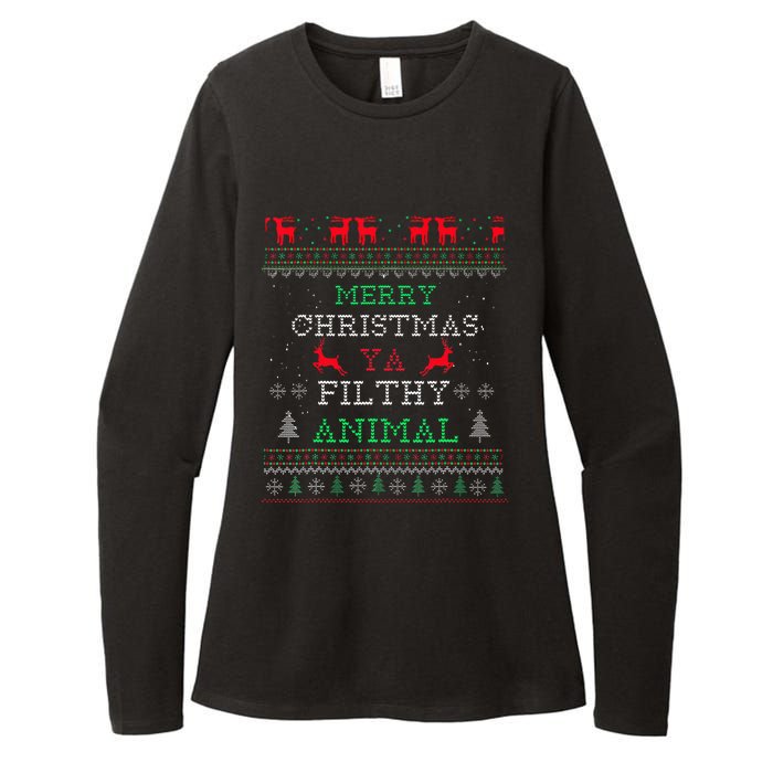 Merry Christmas Animal Filthy Ya Xmas Pajama Family Matching Womens CVC Long Sleeve Shirt