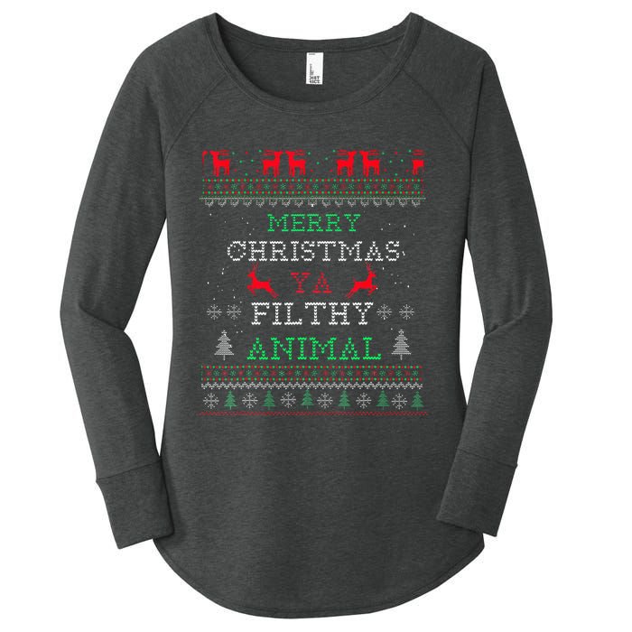 Merry Christmas Animal Filthy Ya Xmas Pajama Family Matching Women's Perfect Tri Tunic Long Sleeve Shirt