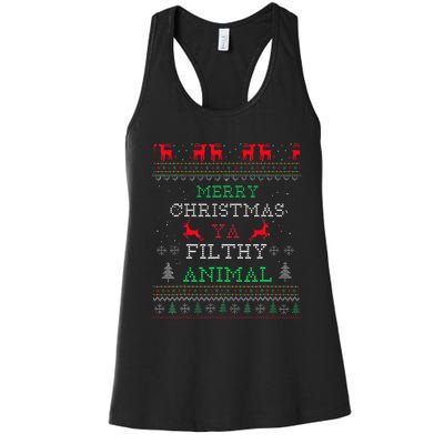 Merry Christmas Animal Filthy Ya Xmas Pajama Family Matching Women's Racerback Tank