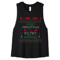 Merry Christmas Animal Filthy Ya Xmas Pajama Family Matching Women's Racerback Cropped Tank