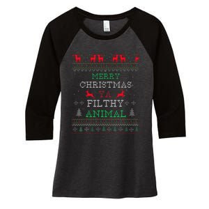 Merry Christmas Animal Filthy Ya Xmas Pajama Family Matching Women's Tri-Blend 3/4-Sleeve Raglan Shirt