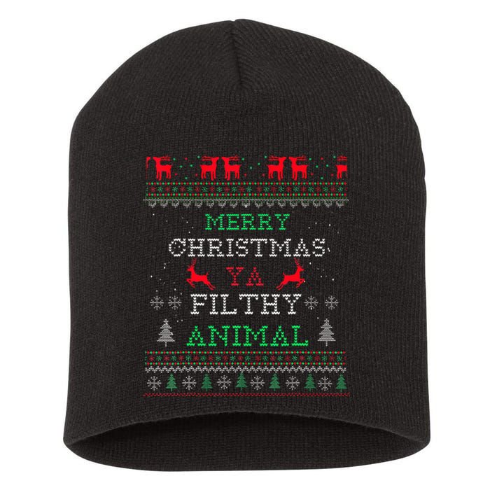 Merry Christmas Animal Filthy Ya Xmas Pajama Family Matching Short Acrylic Beanie