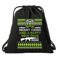 Merry Crisis & A Happy New Fear Drawstring Bag