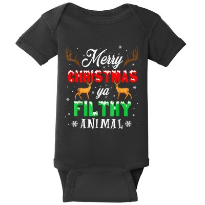 Merry Christmas Animal Filthy Ya Funny Xmas Pajama Baby Bodysuit