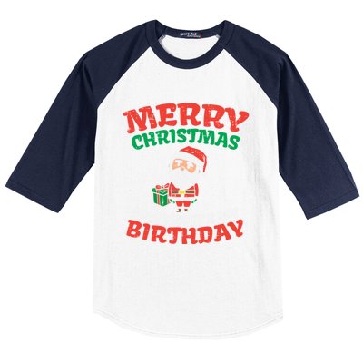 Merry Christmas And Yes Its My Birthday Born On Xmas Gift Baseball Sleeve Shirt