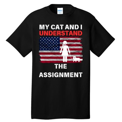 My Cat And I Understand The Assignment Usa Flag Tall T-Shirt