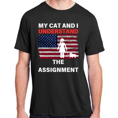 My Cat And I Understand The Assignment Usa Flag Adult ChromaSoft Performance T-Shirt