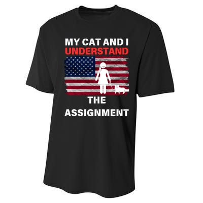 My Cat And I Understand The Assignment Usa Flag Performance Sprint T-Shirt