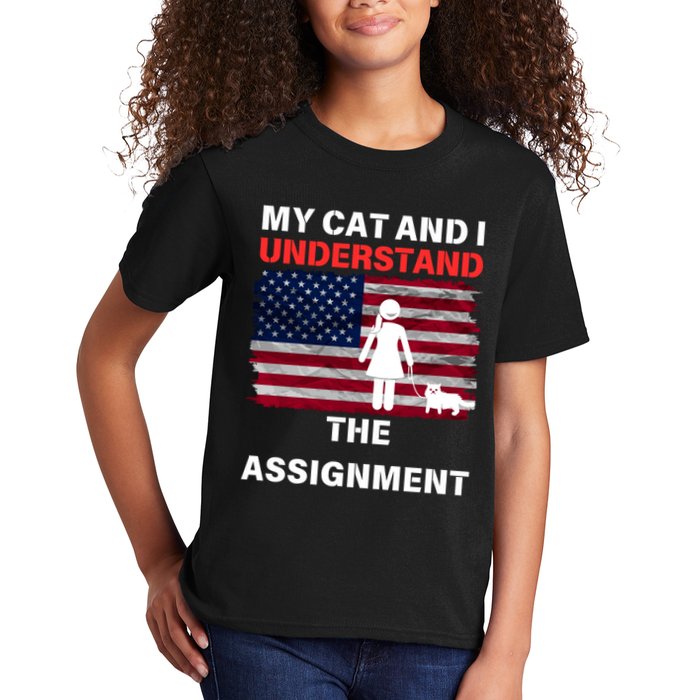 My Cat And I Understand The Assignment Usa Flag Kids T-Shirt