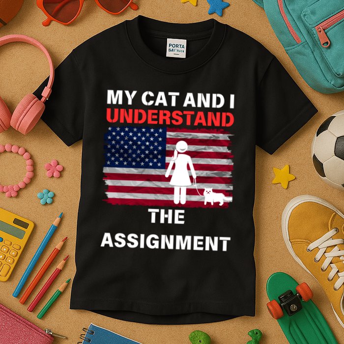 My Cat And I Understand The Assignment Usa Flag Kids T-Shirt