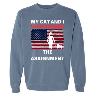 My Cat And I Understand The Assignment Usa Flag Garment-Dyed Sweatshirt