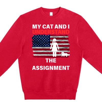 My Cat And I Understand The Assignment Usa Flag Premium Crewneck Sweatshirt