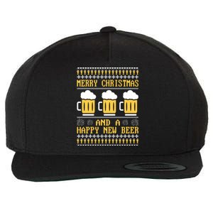 Merry Christmas And A Happy New Beer Ugly Christmas Sweaters Gift Wool Snapback Cap