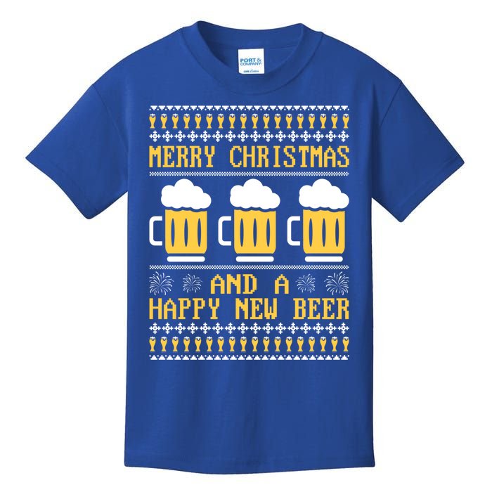 Merry Christmas And A Happy New Beer Ugly Christmas Sweaters Gift Kids T-Shirt