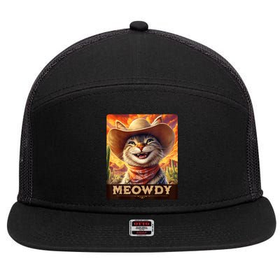 Meowdy Cowboy: A Furry Friend In The Wild West Cat 7 Panel Mesh Trucker Snapback Hat