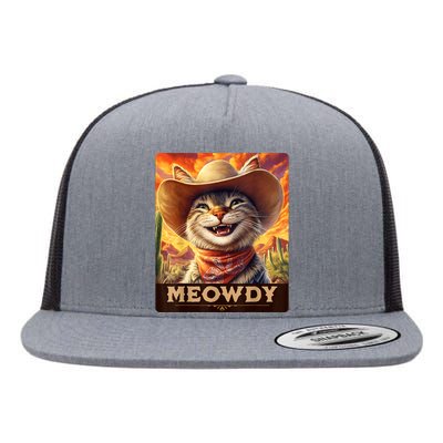 Meowdy Cowboy: A Furry Friend In The Wild West Cat Flat Bill Trucker Hat