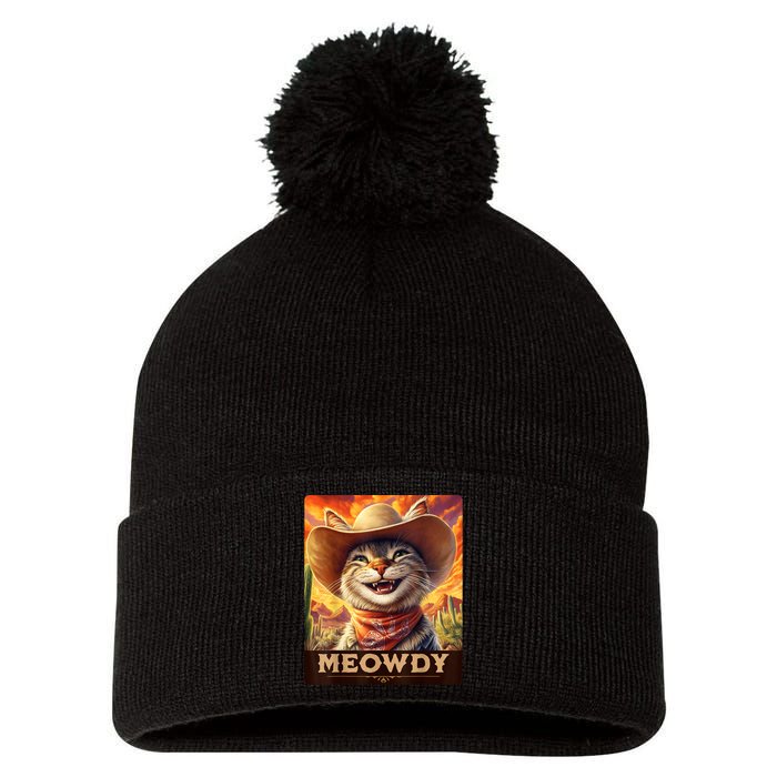 Meowdy Cowboy: A Furry Friend In The Wild West Cat Pom Pom 12in Knit Beanie