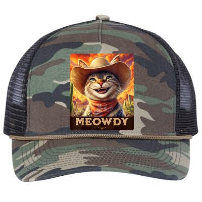 Meowdy Cowboy: A Furry Friend In The Wild West Cat Retro Rope Trucker Hat Cap