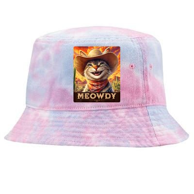 Meowdy Cowboy: A Furry Friend In The Wild West Cat Tie-Dyed Bucket Hat